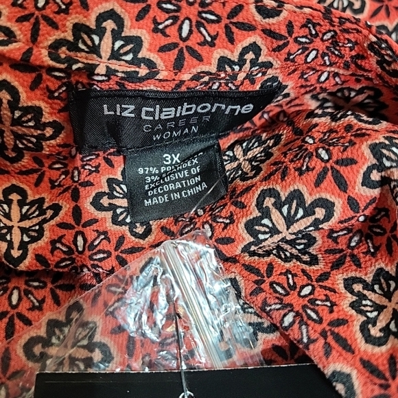 Liz Claiborne NWT Career Women's 3X Button Roll‎ Up Sleeve Blouse Professional - Picture 8 of 9